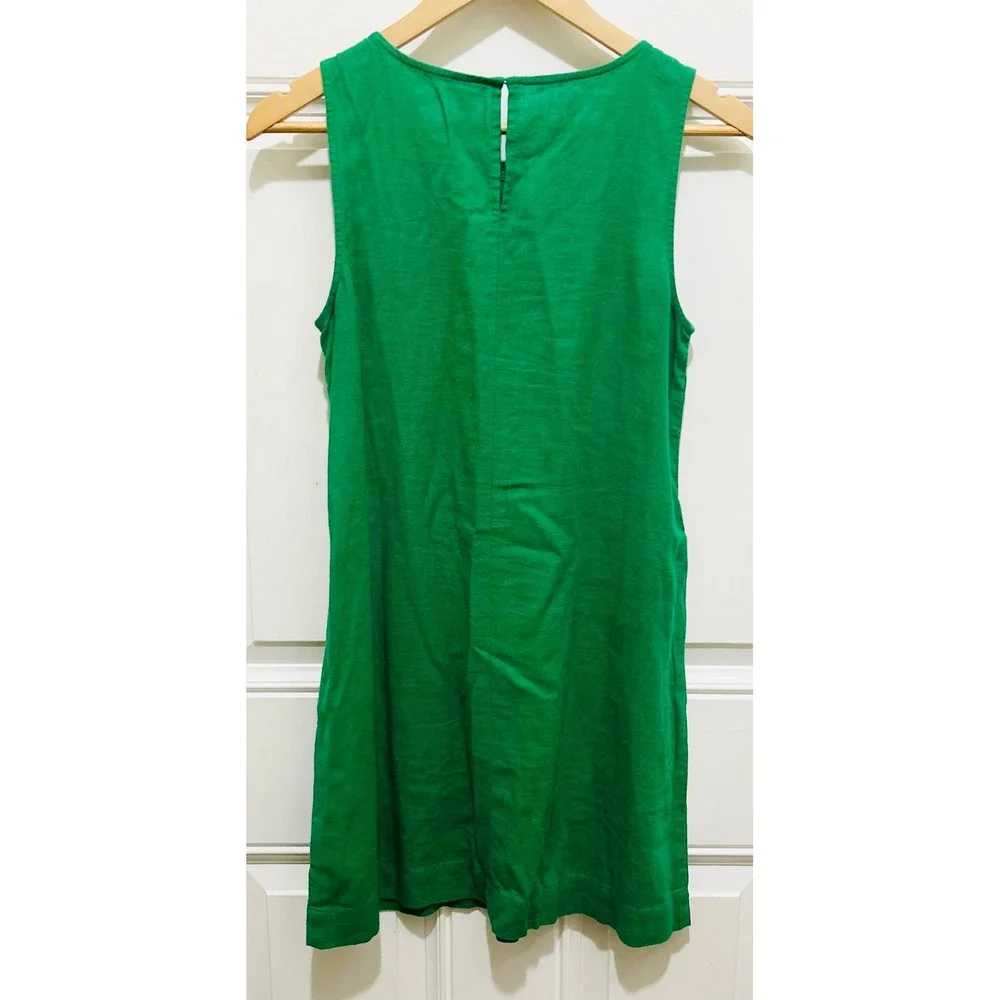 J Crew Green Linen Blend‎ Sleeveless Shift Dress Size 0